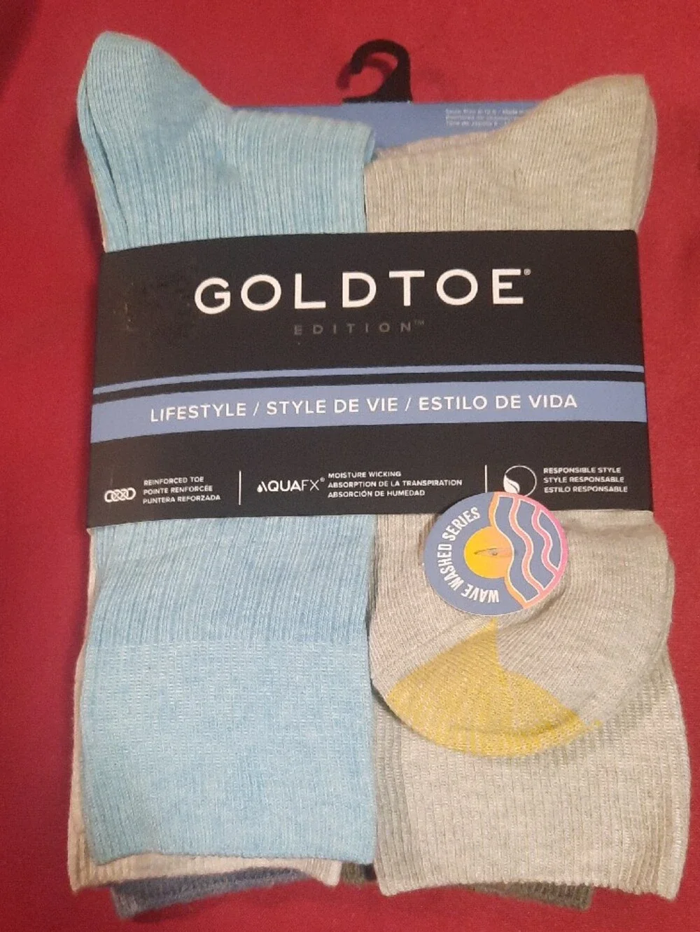Gold Toe Edition Crew Socks 6 Pack - Light Blue, Gray, Olive, Navy